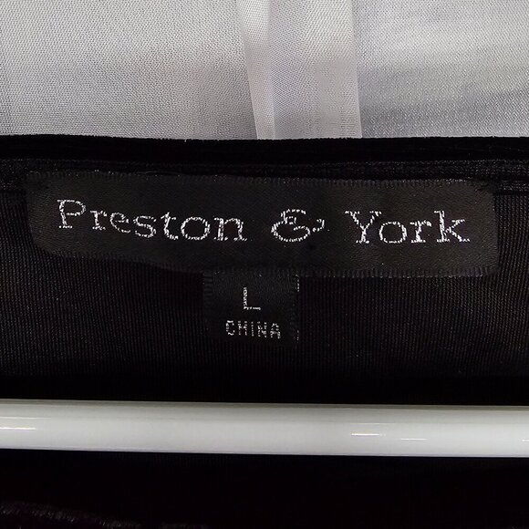 Preston & York Dress Black Velour Burnout Sheer Shift Paisley Goth L - Picture 8 of 10